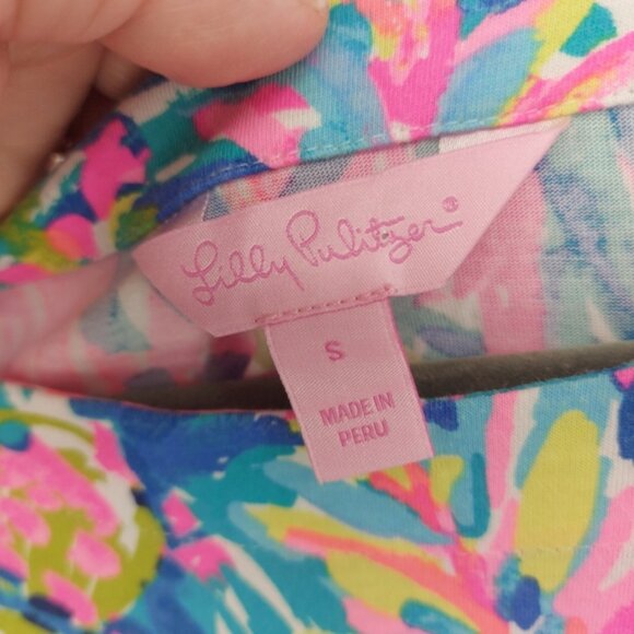 Lilly Pulitzer Lula Ruffle Sleeve Top in Gumbo Limbo Size Small - Picture 5 of 7
